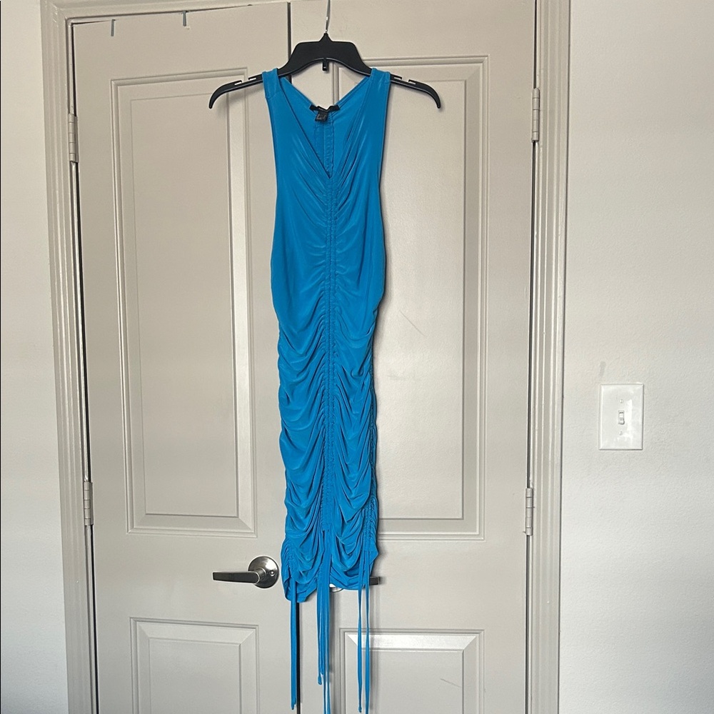 Forever 21 Turquoise Blue Ruched Dress
